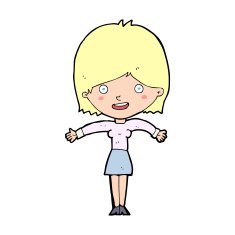 cartoon excited woman N151
