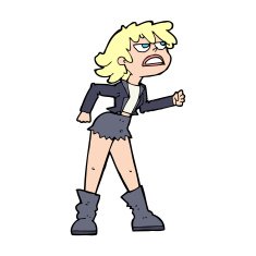 cartoon angry biker girl N12