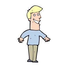 cartoon grinning man N102