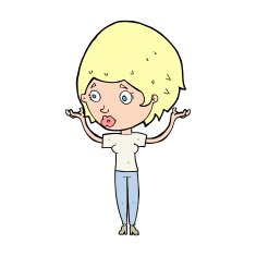 cartoon woman raising hands in air N20