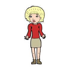cartoon woman shrugging shoulders N538