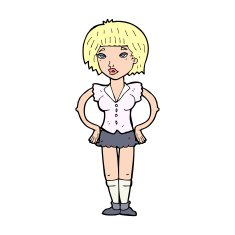 cartoon woman with hands on hips N249