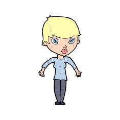 cartoon woman shrugging shoulders N539