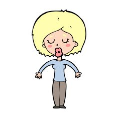 cartoon woman with closed eyes N12