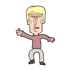 cartoon angry man waving warning N12