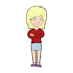 cartoon friendly girl rolling eyes N12