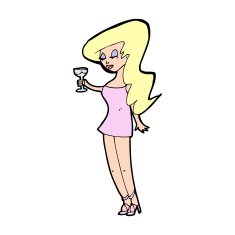 cartoon woman at party N23