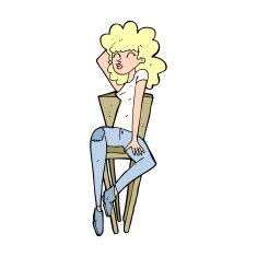 cartoon woman posing on chair N27
