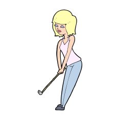 Cartoon Woman Playing Golf N25