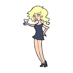cartoon woman at party N24