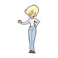 Cartoon Woman Waving N383