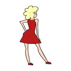 cartoon woman posing in dress N45