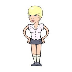 cartoon woman with hands on hips N252
