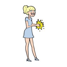 Cartoon Woman Clapping Hands N13