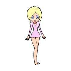 cartoon woman in short dress N12