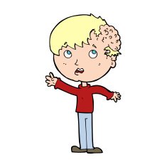 cartoon boy with growth on head N44