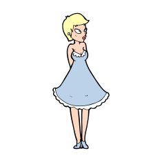 cartoon pretty woman in dress N56