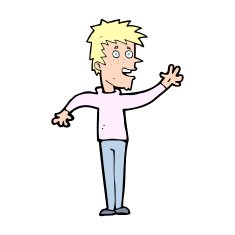 cartoon happy boy waving N25
