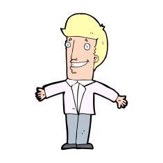 cartoon grining man with open arms N12