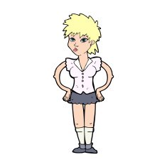 cartoon woman with hands on hips N254