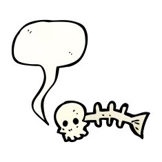 cartoon spooky fish bones symbol N4