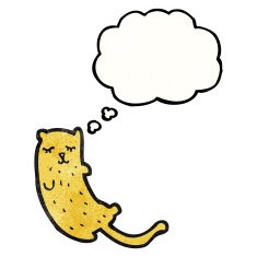 cartoon cat with thought bubble N177