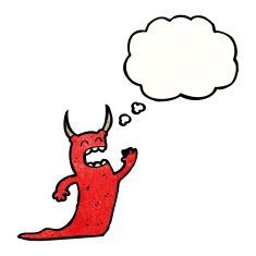 cartoon monster with thought bubble N67