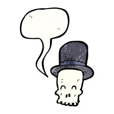 skull in top hat cartoon N12