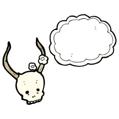 spooky horned skull cartoon N2