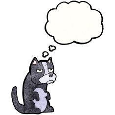 grumpy little dog with thought bubble N2