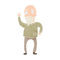 cartoon old man waving N3