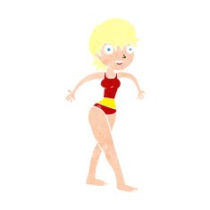 cartoon happy woman in swimming costume N12