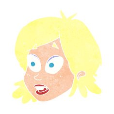 cartoon female face with surprised expression N16