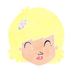 cartoon happy female face N201
