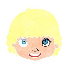 cartoon happy female face N202