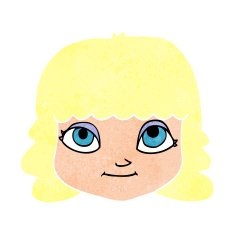cartoon happy female face N203