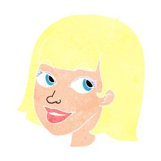 cartoon happy female face N204