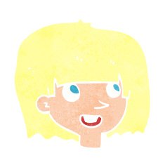 cartoon happy female face N205