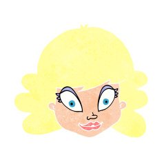 cartoon happy female face N206