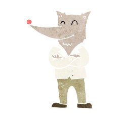 cartoon wolf in shirt N6