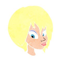 cartoon pretty female face pouting N12