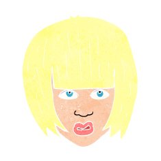 cartoon annoyed girl with big hair N11