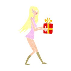 cartoon fashion girl with present N12