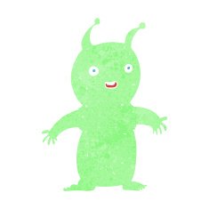 cartoon happy little alien N10