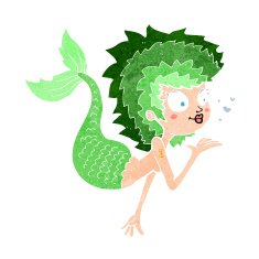 cartoon mermaid blowing a kiss N10