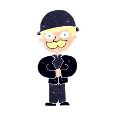 cartoon man in bowler hat N12