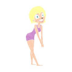 cartoon excited woman N155