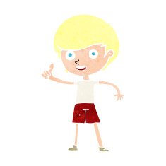cartoon boy giving thumbs up symbol N18