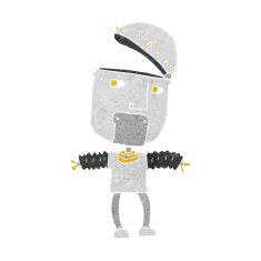 funny cartoon robot with open head N12