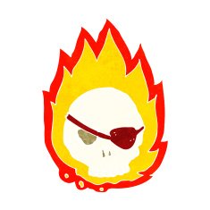 cartoon burning skull N16